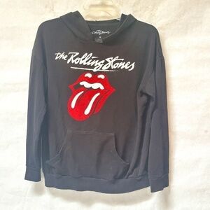 The Rolling Stones Classic Rock Band Tongue and Lips Long Sleeve Black Hoodie